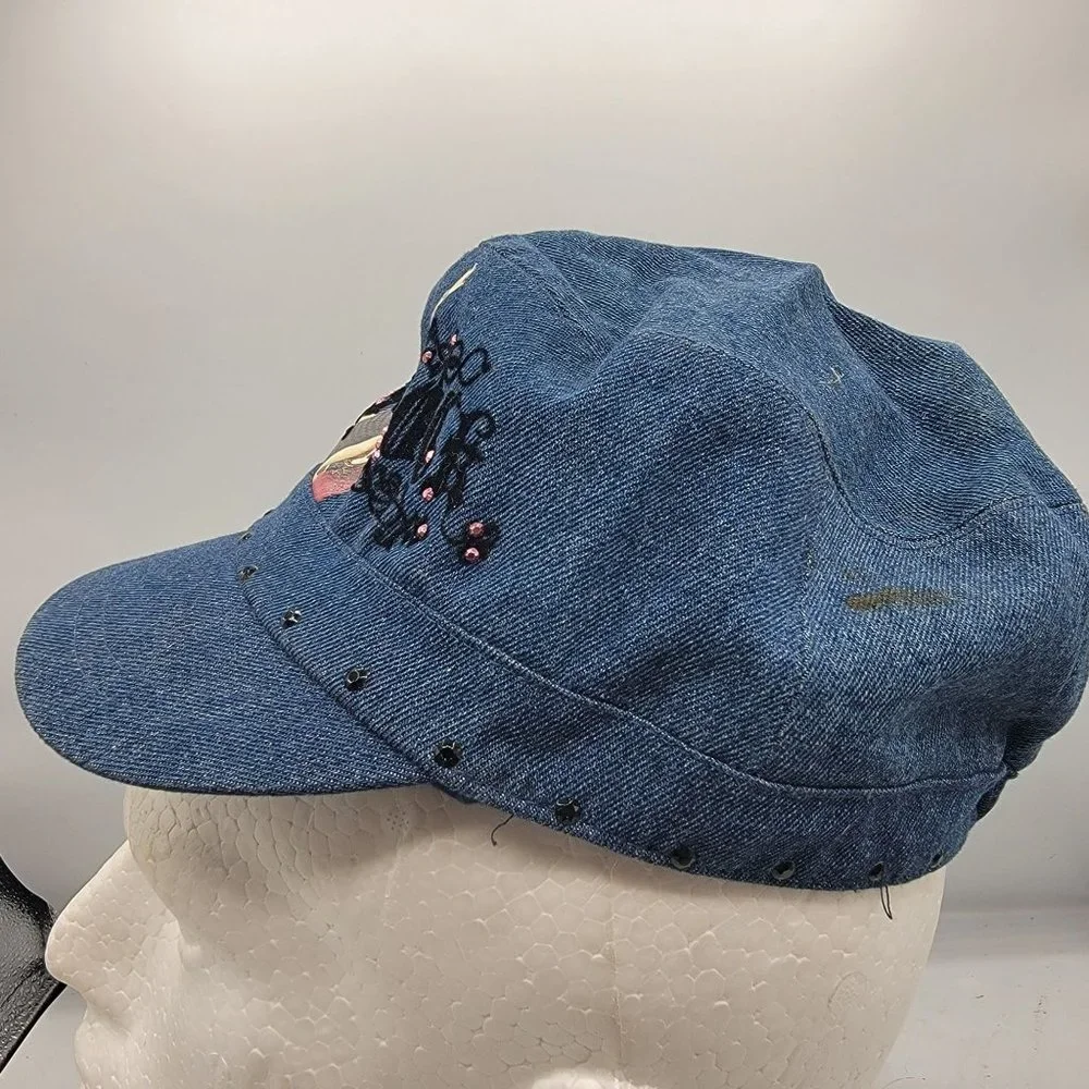 Camp Rock Disney Channel Denim Hat Rhinestone Cap Demi Lovato Joe Jonas
